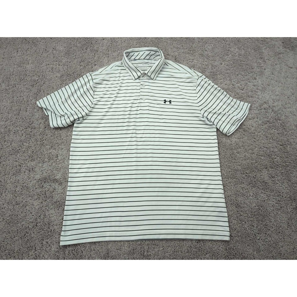 Under Armour The Playoff‎ Polo Shirt Mens XL Stripe Short Sleeve Golf Casual